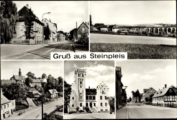 Postcard Steinpleis Werdau in Saxony, town views, bridge, tower
