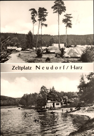 Ak Neudorf Harzgerode am Harz, Zeltplatz, Freibad, Birnbaumteich