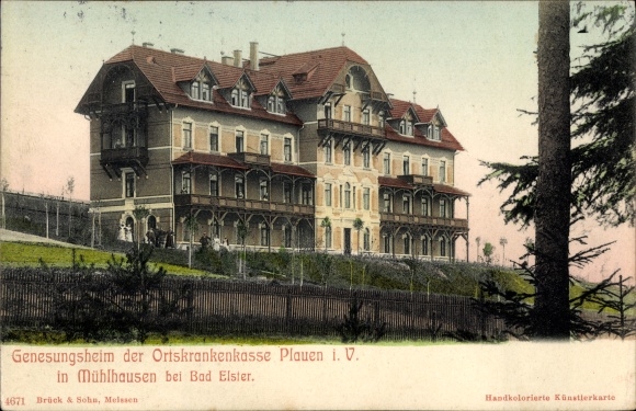Postcard Mühlhausen Bad Elster Vogtland, convalescent home of the local health insurance company Plauen