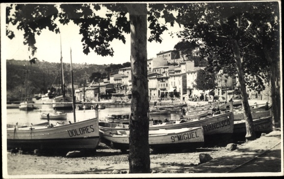 Postcard Spain, Lot at the Port, Sailboats Dolores, Saint Miguel