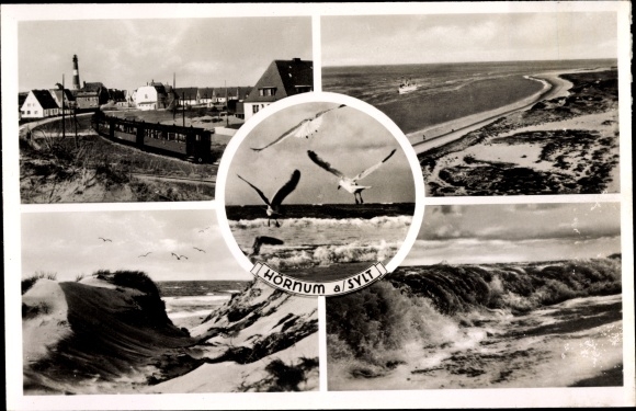 Postcard Hörnum on Sylt North Friesland, beach, dunes, seagulls, place, lighthouse