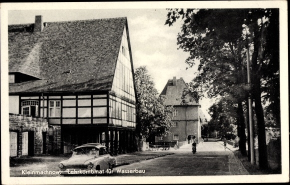 Postcard Kleinmachnow in Brandenburg, teaching combine for hydraulic engineering