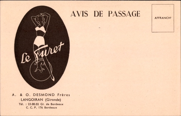 PC Bordeaux Gironde, Le Turet, Avis de Passage, A. &. O. Desmond Freres, Langorain