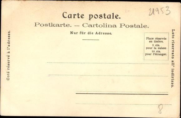 litho Altdorf Kt. Uri, Tell-monument, vrouw in kostuum, uitzicht op de stad, advertentie Suchard