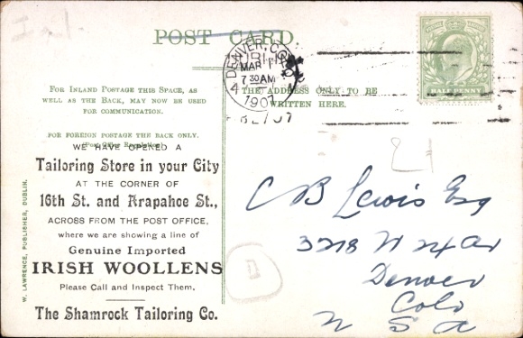 Postcard Killarney Ireland, Lower Lake boat on the water, mountains in the background