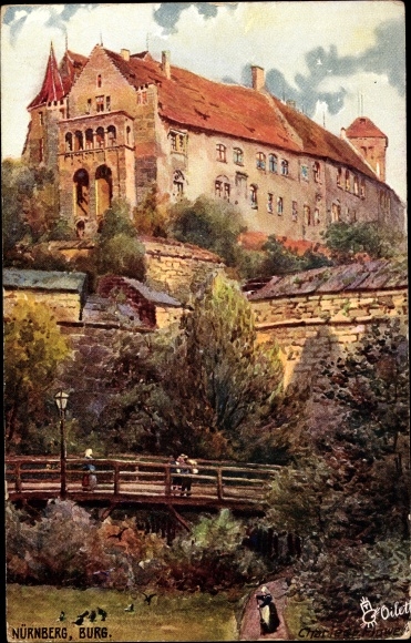 Artist PC Flower, Charles, Nuremberg in Middle Franconia Bavaria, Burg, Tuck 612B