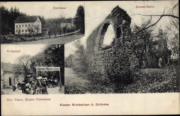 Ak Nimbschen Böhlen Grimma in Saksen, boswachtershuis, kloosterruïne, economie