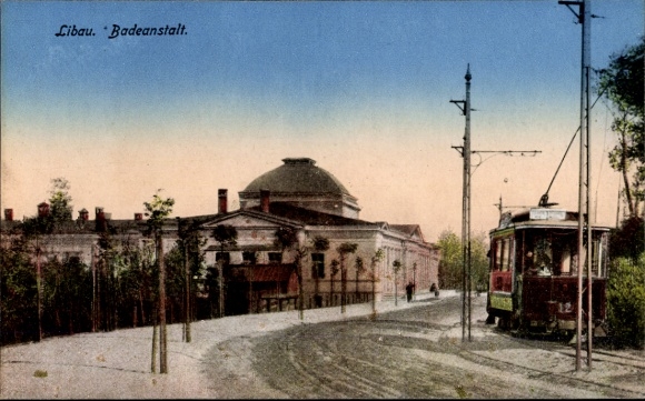 Postcard Liepaja Libau Latvia, bathing establishment