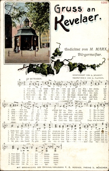 Song Postcard Kevelaer am Niederrhein, chapel of grace, poem by M Marx