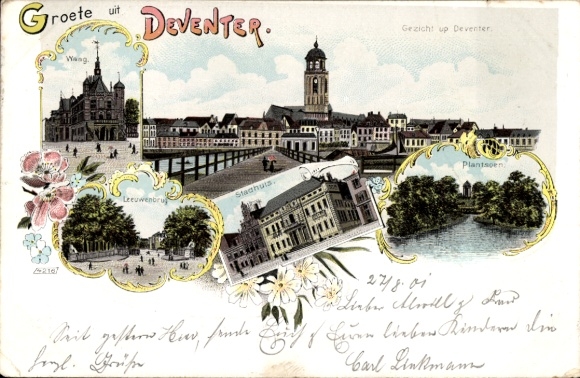 lito Deventer Overijssel Holandia, Stadhuis, Plantsoen, Dom Wagi