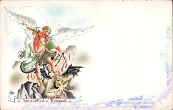 Artist PC Bruxelles Brussels, defeated devil, angel, sword, legend