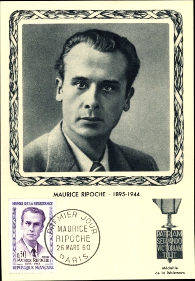 Maximum Postcard Maurice Ripoche, resistant, Medal of the Resistance