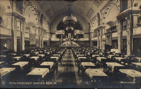 Postcard Berlin Tiergarten, Zoological Garden, Marble Hall