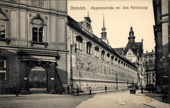 Ak Dresden Altstadt, Augustusstraße, Fürstenzug