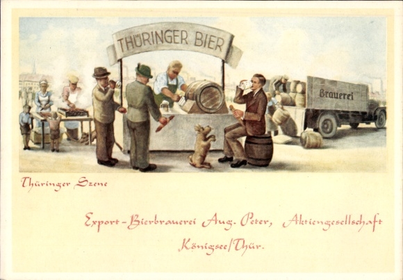 Postcard Königsee Thuringia, Export Brewery Aug. Peter, Public Company, Thuringian Beer, Bar