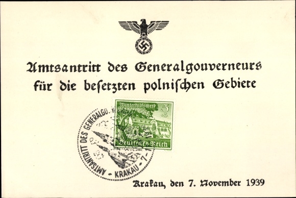 KP Kraków Kraków Polska, inauguracja Generalnego Gubernatora na okupowane ziemie polskie w 1939 r