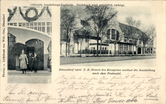 PC Düsseldorf am Rhein, SK His Highness the Crown Prince leaves the exhibition after the banquet, 1902