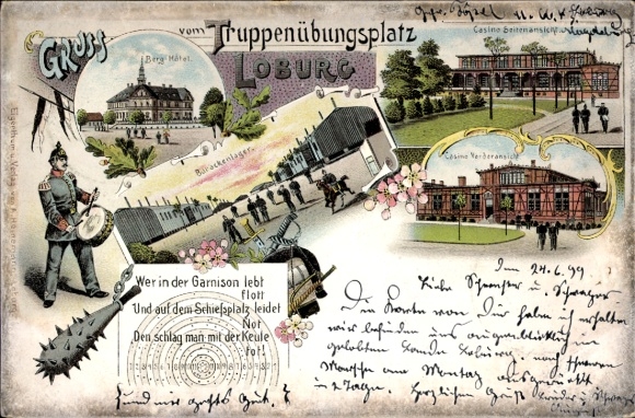 Chromo-Litho Loburg Möckern in Saxony-Anhalt, military training area, Berg Hotel, Casino