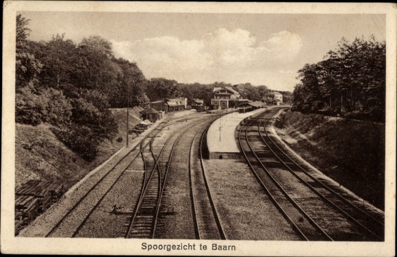Ansichtkaart Baarn Utrecht Nederland, treinstation, Spoorzicht