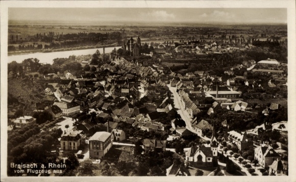 Postcard Breisach am Oberrhein, aerial photograph