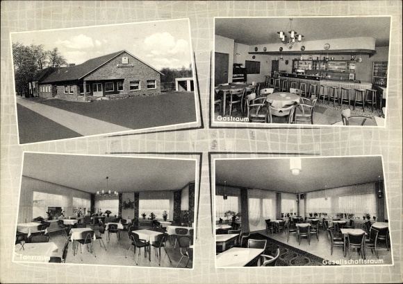 Postcard Olfen in Westphalia, Sternbusch restaurant, guest room, dance room, lounge