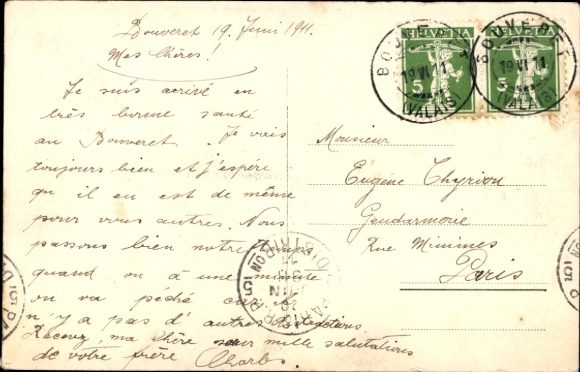 Postcard Le Bouveret Canton Valais, Hotels Casino de la Foret