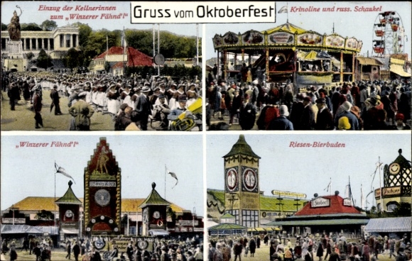 Postcard Munich, Oktoberfest, Winzerer Fähndl