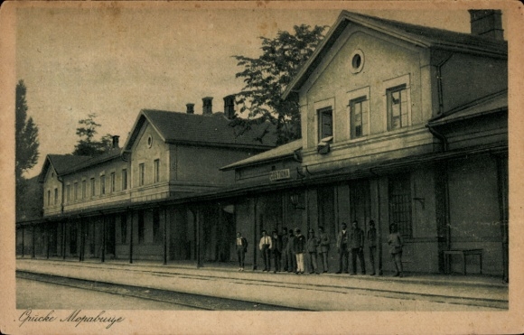 Ak Moravice Servië?, treinstation, perron, soldaten