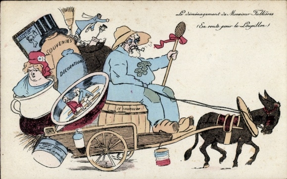 Postcard Le Demenagement de Monsieur Fallières, En route pour le Loupillon