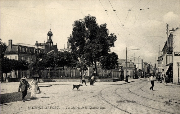 Postcard Maisons Alfort Val de Marne, Town Hall, Grande Rue