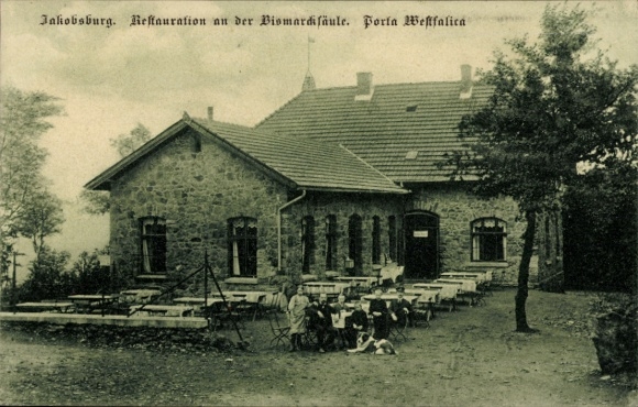 Ak Porta Westfalica aan de Weser, Jakobsburg, Restaurant bij de Bismarck-zuil