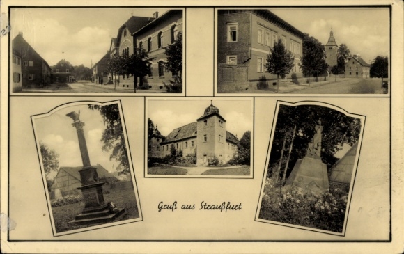 Postcard Straußfurt in Thuringia, street section, monuments, castle