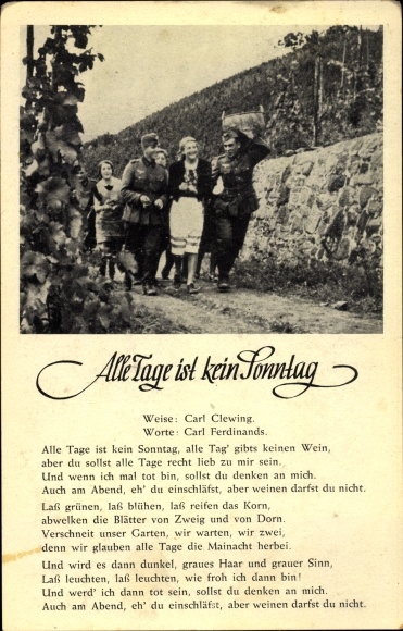 Song Ak Elke dag is geen zondag, druivenoogst 1939, wijnmakerij Brederhof, Niederdollendorf am Rhein
