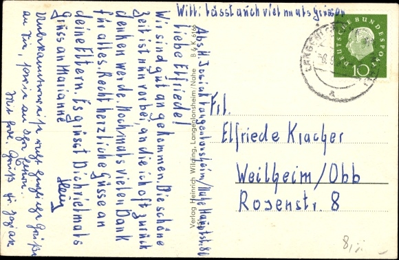 Postcard Langenlonsheim on the Nahe in Palatinate, restaurant, district savings bank