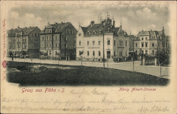 Ak Flöha in Sachsen, König Albert Straße, Kaiserliches Postamt