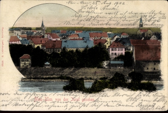 Ak Neu Ulm in Schwaben, Gesamtansicht, Blick von der Insel