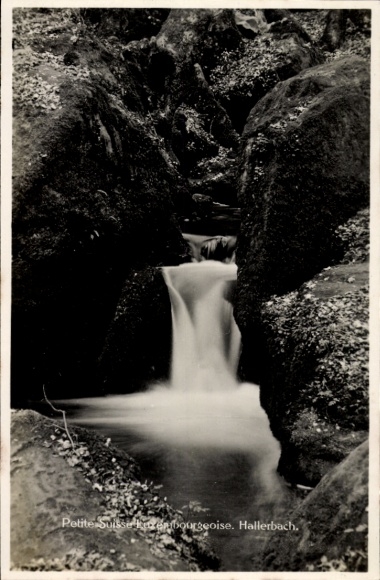 Ak Hallerbach Windhagen Rheinland Pfalz, Wasserfall, Felsen, Jahr: 1930s, Schwarz-Weiß-Foto