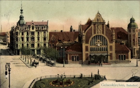 Postcard Gelsenkirchen in the Ruhr area, train station