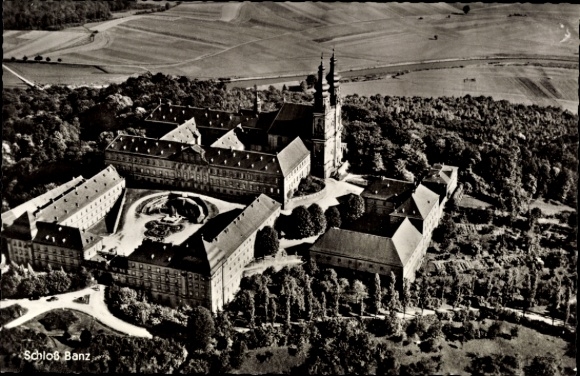 Postcard Bad Staffelstein am Main Upper Franconia, aerial photograph, Banz Castle
