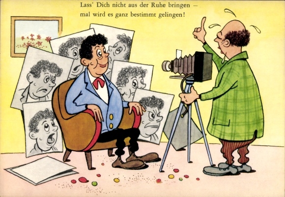 Artist Postcard Photographer taking a portrait of a man