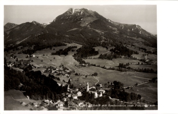 Postcard Elbach Fischbachau in Upper Bavaria, aerial photograph, Breitenstein
