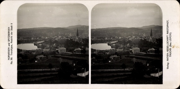 Stereo photo Trondhjem Trondheim Norway, city view