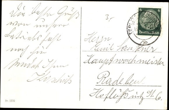Ak Teplice Šanov Teplitz Schönau Aussig Region, stadstheater, landhuis, Duits huis