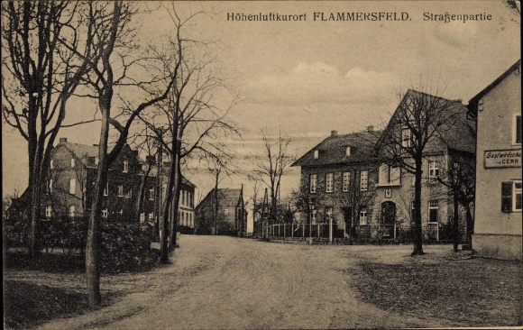 Ansichtkaart Flammersfeld in het Westerwald, straatgedeelte, herberg