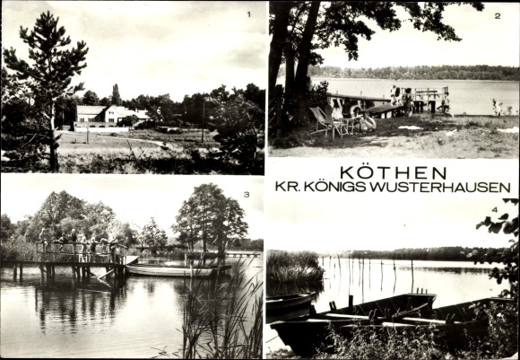 Postcard Köthen Märkisch Buchholz, FDGB convalescent home, youth hostel Köthener See, swimming area