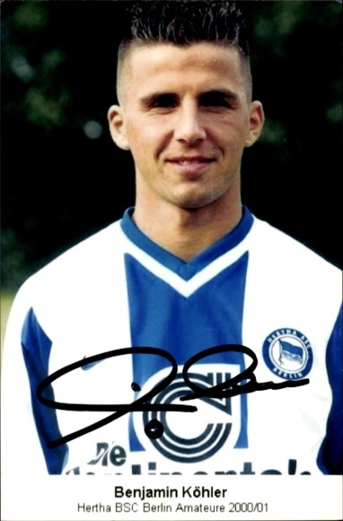 Autogrammkarte Fußballer Benjamin Köhler, Hertha BSC, Autogramm