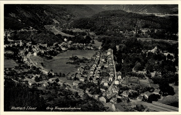Postcard Mettlach in Saarland, aerial photograph