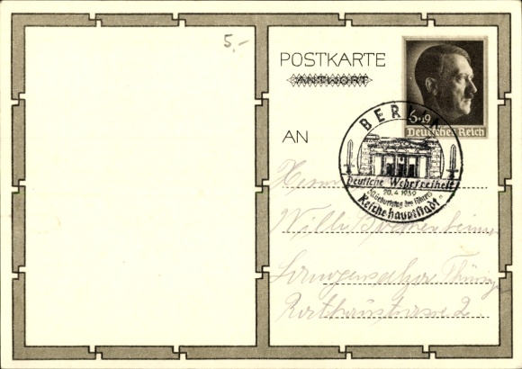 Postal stationery Postcard Führer and Reich Chancellor Adolf Hitler, well-wishers, BDM