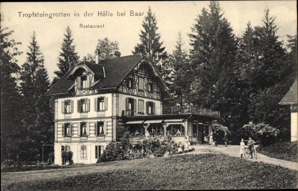 KP Baar Kanton Zug, Höllgrotten, jaskinie stalaktytowe, jaskinie stalaktytowe w piekle, restauracja