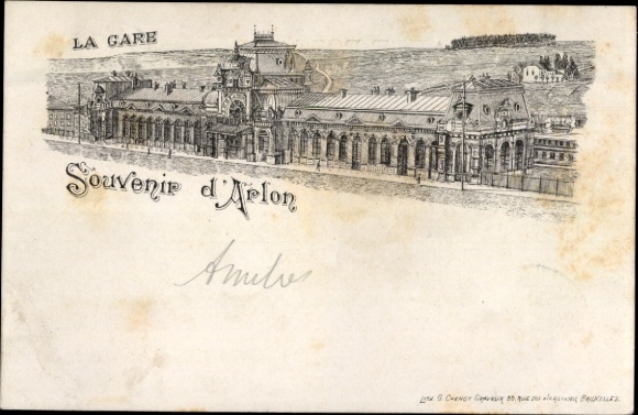 litho Arlon Aarlen Wallonië Luxemburg, La Gare